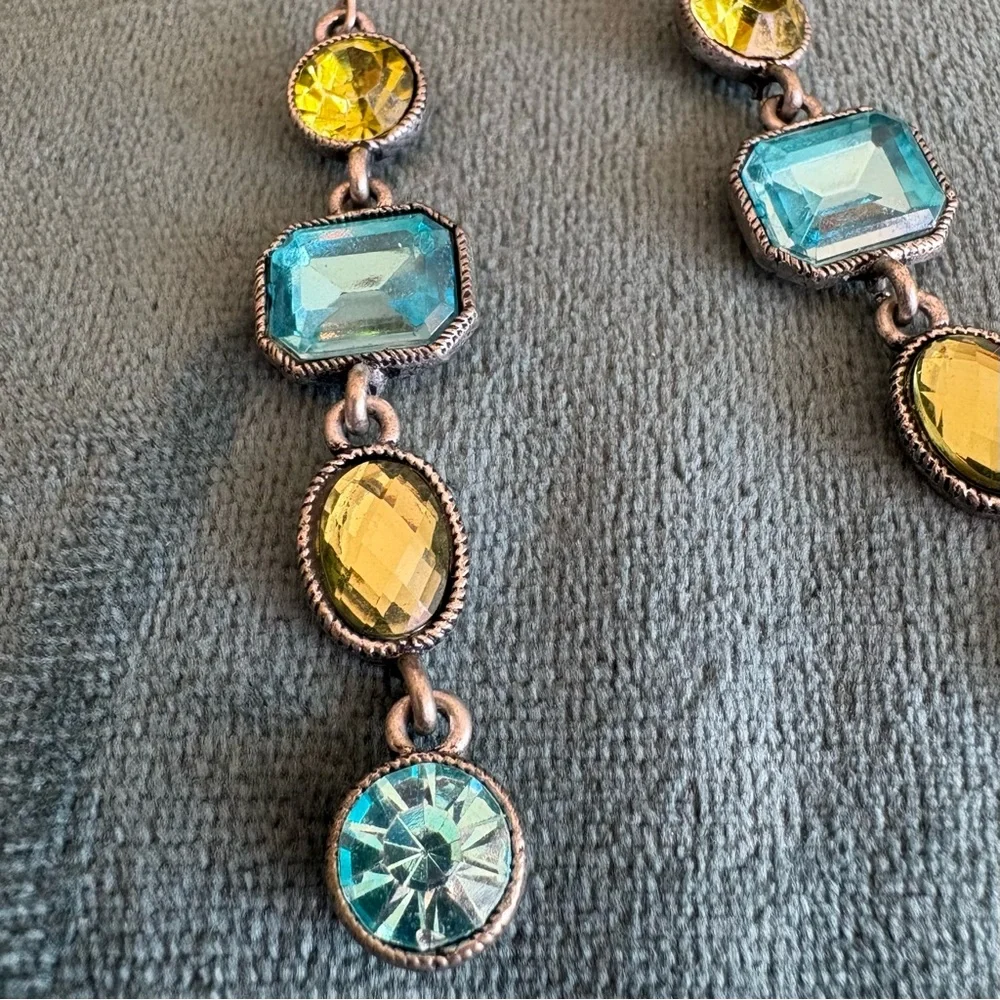 3 FOR $25: Fossil Silver, Blue, and Green Dangle Earrings - Picture 4 of 4